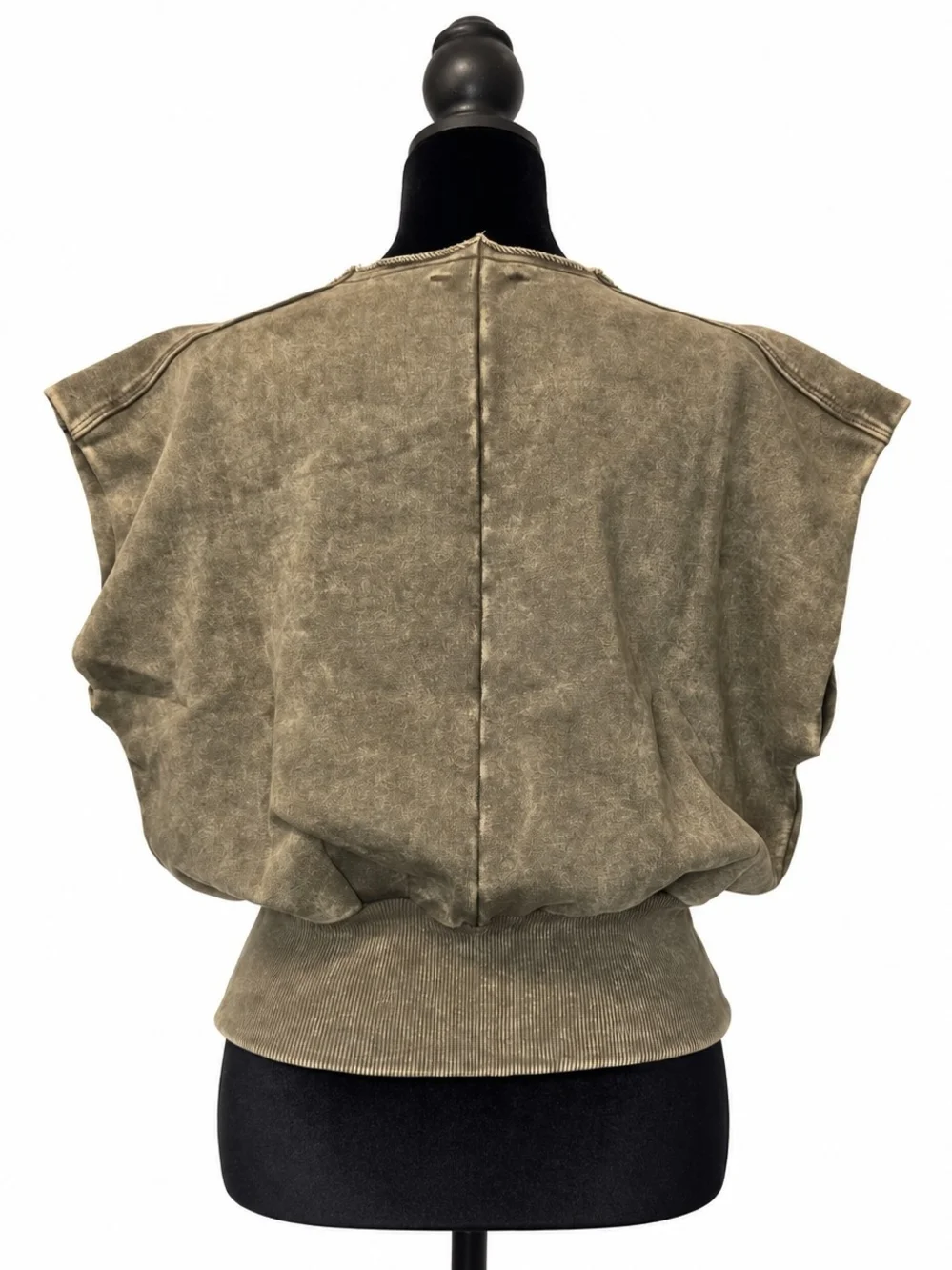 Women's Zenana Acid Washed Capped Sleeve Sweatshirt